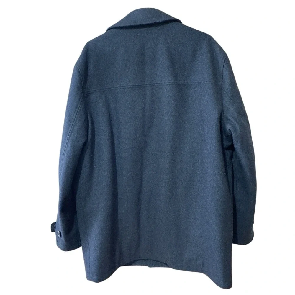 London Fog Wool Blend Coat Mens L Dark Gray 4 Button Pockets Mid Length Pea Coat